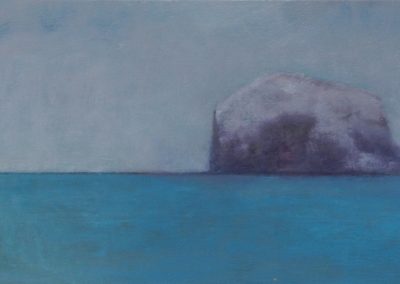 Claire Beattie, Hazy Bass Rock, oil on canvas, 60x30cms, 2018